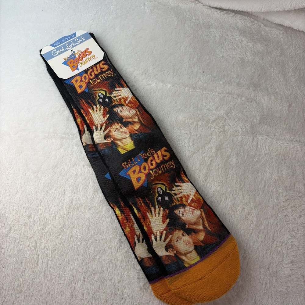 NWT Good Luck Sock Bill & Ted's Bogus Journey Men's Crew Socks (Size 8-13)